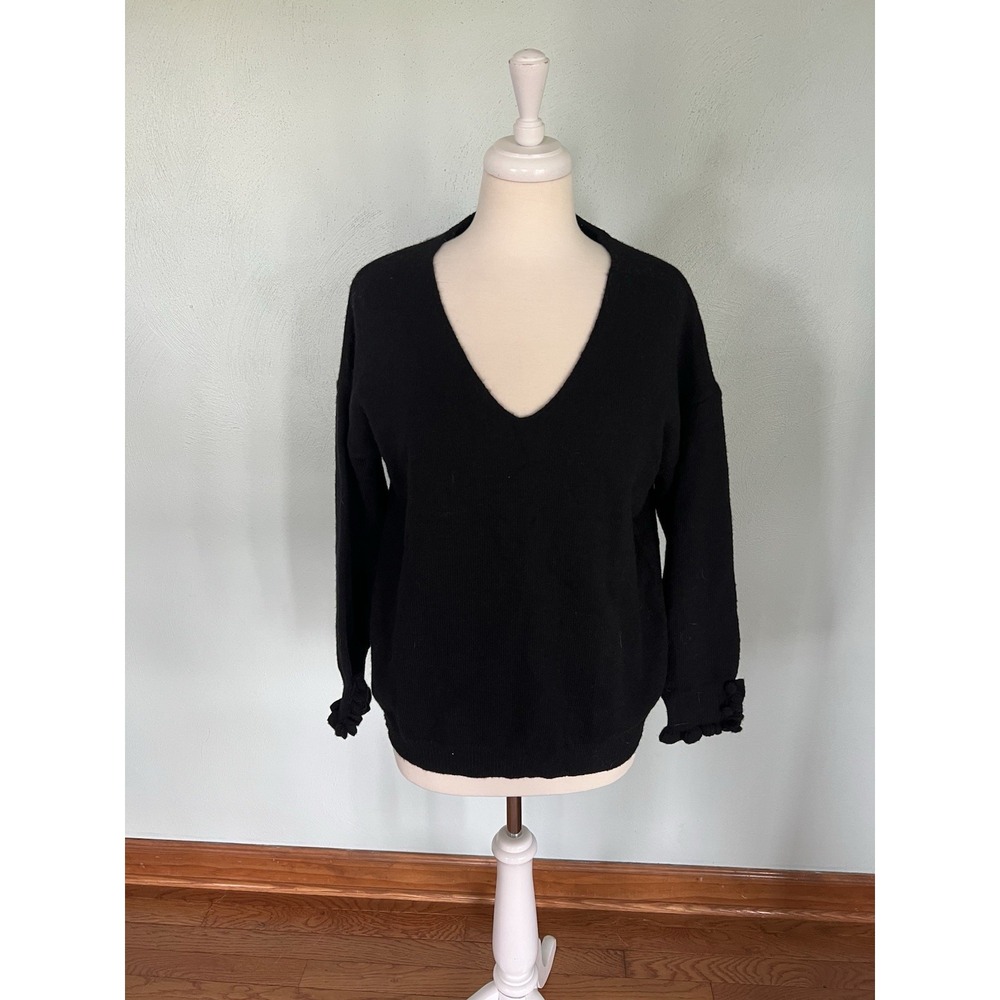 C+D+M Chunky Knit Sweater Sz M Ruffle Cuff Long Sleeve Cozycore Workleisure
